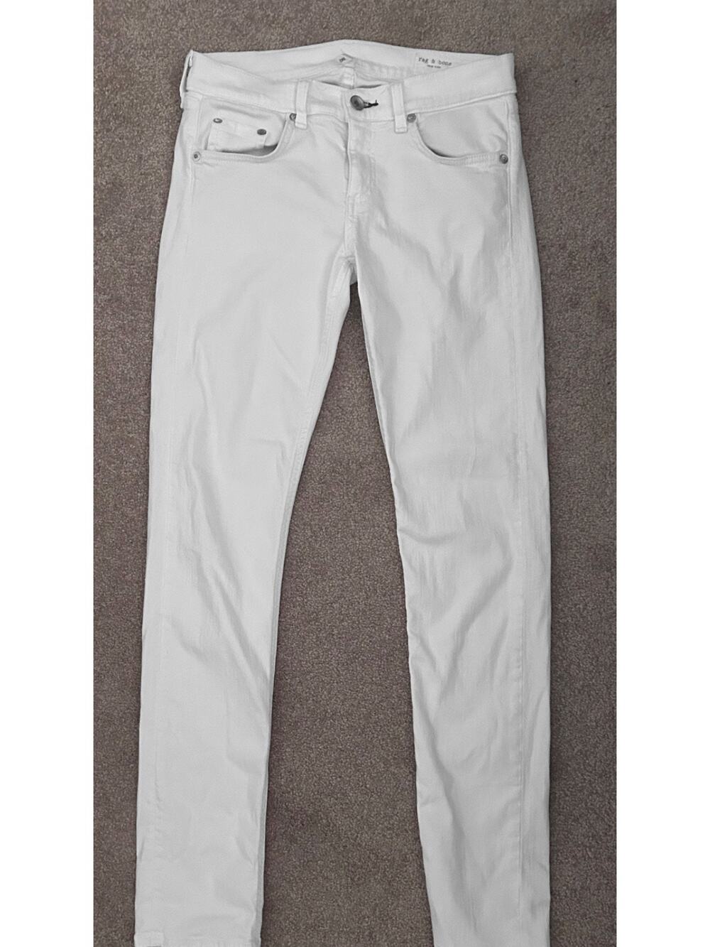 Rag & Bone White Dre Low Rise Slim Boyfriend Jeans, Size 25